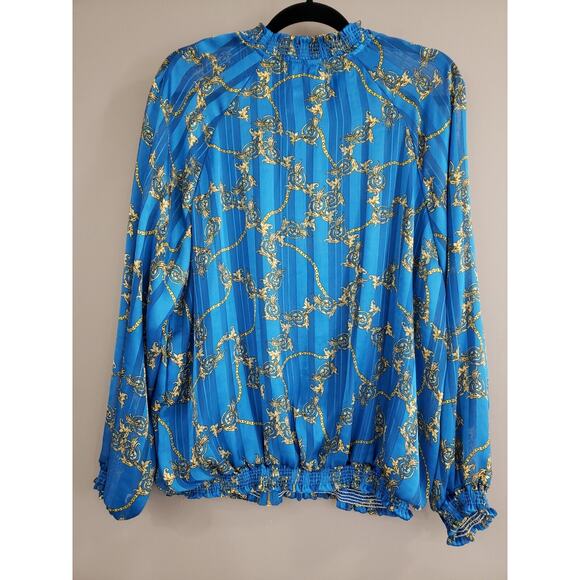 NEW SIZE 1X Fashion Nova SUPER LIGHTWEIGHT Where you goin bomber blue gold - Picture 7 of 7